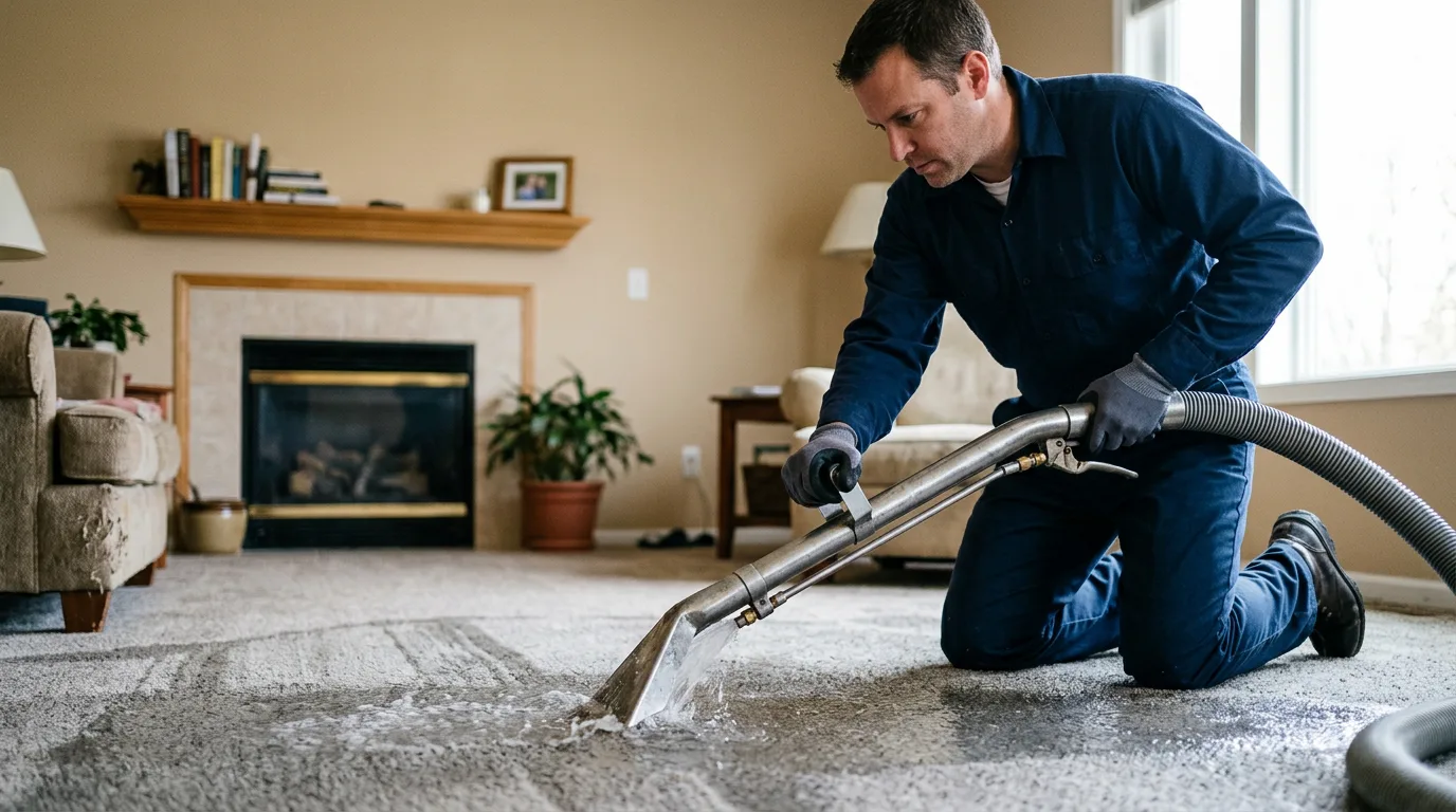 Water damage restoration technician working near Atco, NJ